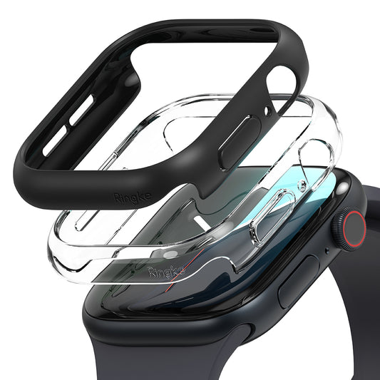 Capa Ringke Slim para Apple Watch Series 10 / 11 46mm, Conjunto de 2 peças, Preto Fosco / Transparente