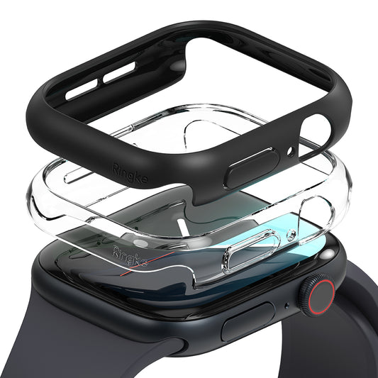 Capa Ringke Slim para Apple Watch Series 10 / 11 46mm, Conjunto de 2 peças, Preto Fosco / Transparente