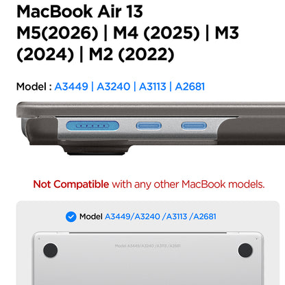 Capa Spigen Airskin para Apple MacBook Air 13 polegadas (2026) / (2025) / (2024) / (2022), Preto Satinado ACS11531