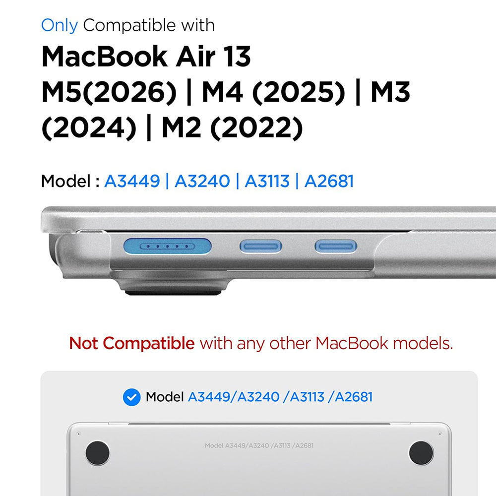 Capa Spigen Airskin para Apple MacBook Air 13 polegadas (2026) / (2025) / (2024) / (2022), Transparente Satinada ACS11530