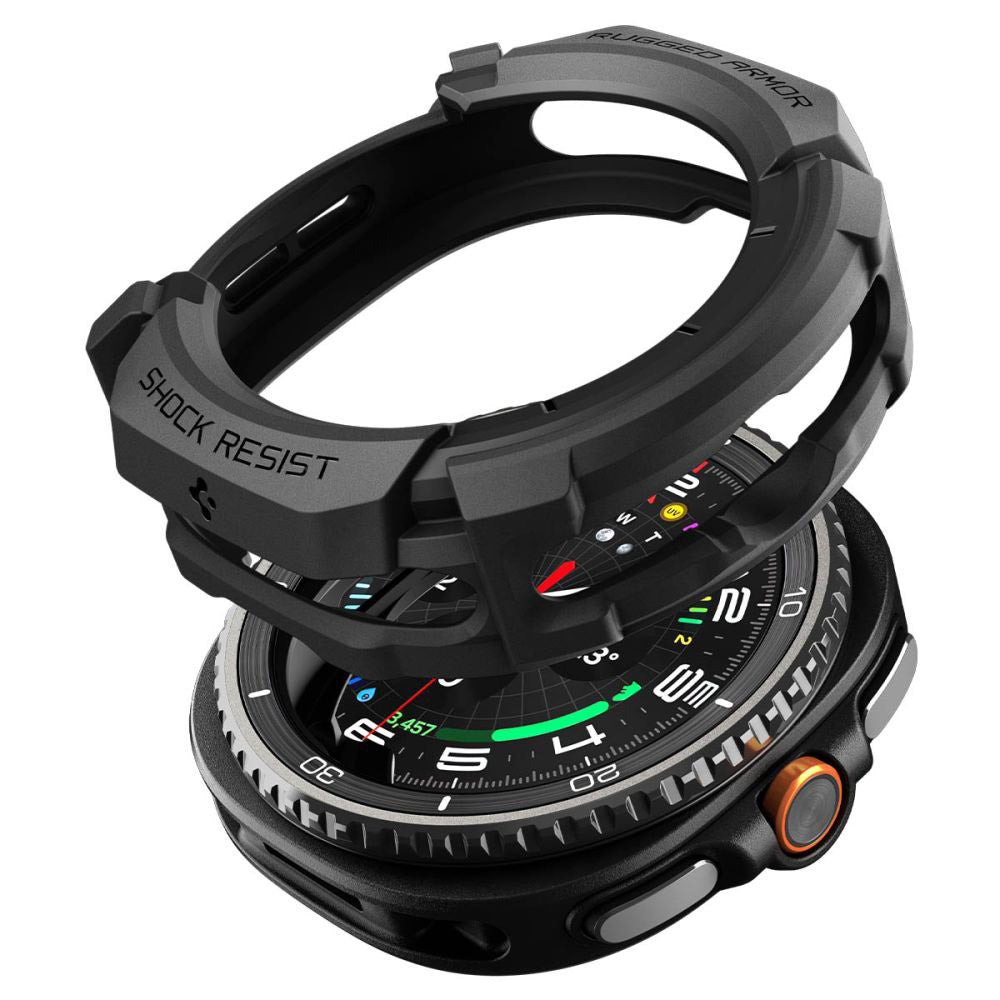 Capa Spigen Rugged Armor para Samsung Galaxy Watch8 Classic, Preta Fosca ACS10012