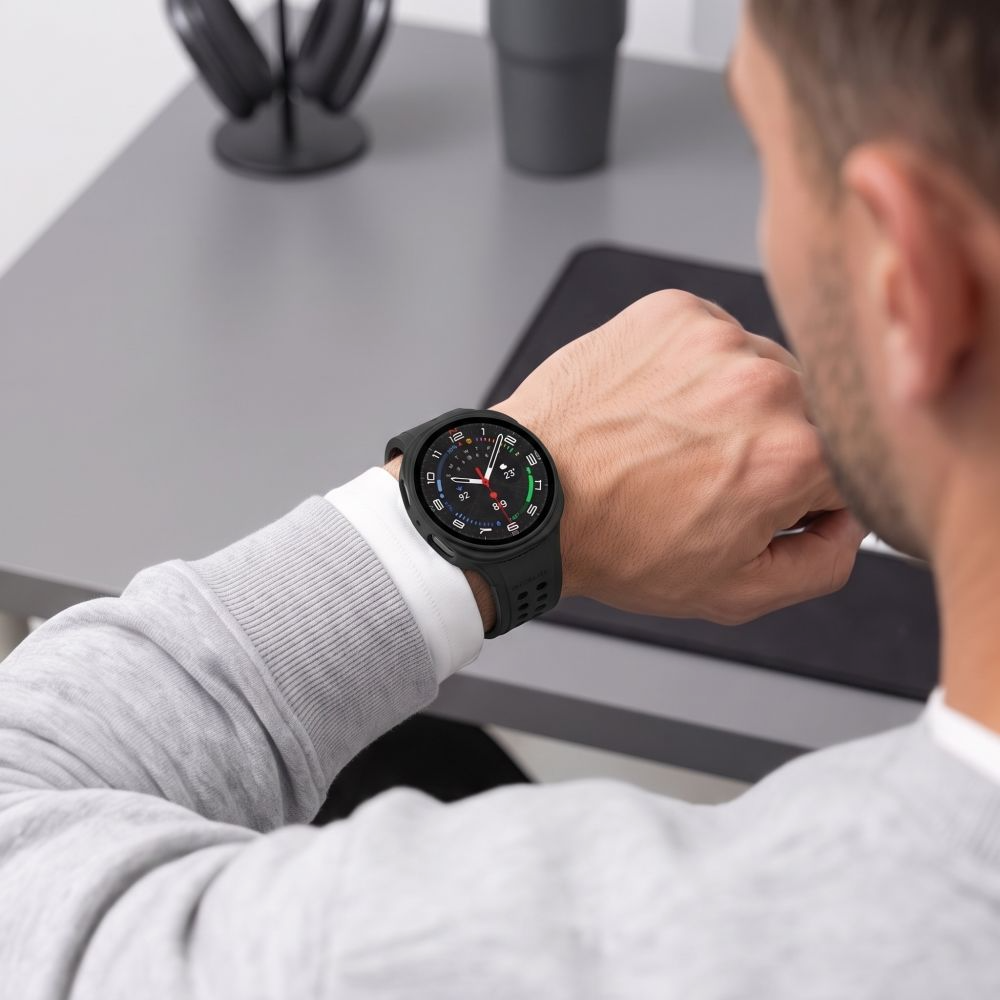 Capa Tech-Protect Defense para Samsung Galaxy Watch 9 / Watch8 44mm, Conjunto de 2 peças, Preta / Transparente
