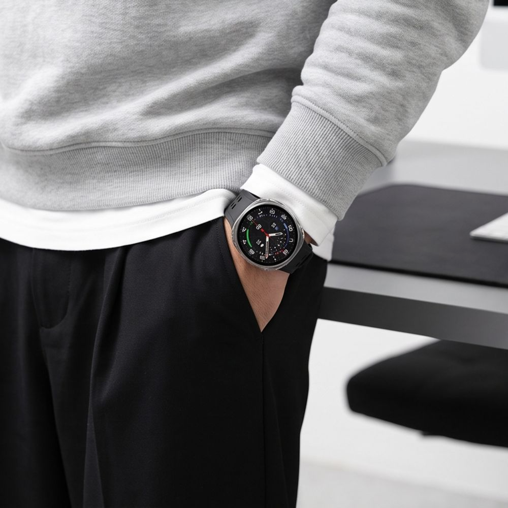 Capa Tech-Protect Defense para Samsung Galaxy Watch 9 / Watch8 44mm, Conjunto de 2 peças, Preta / Transparente