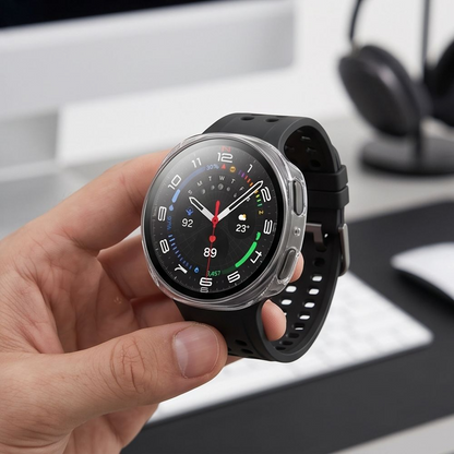 Capa Tech-Protect Defense para Samsung Galaxy Watch 9 / Watch8 44mm, Conjunto de 2 peças, Preta / Transparente