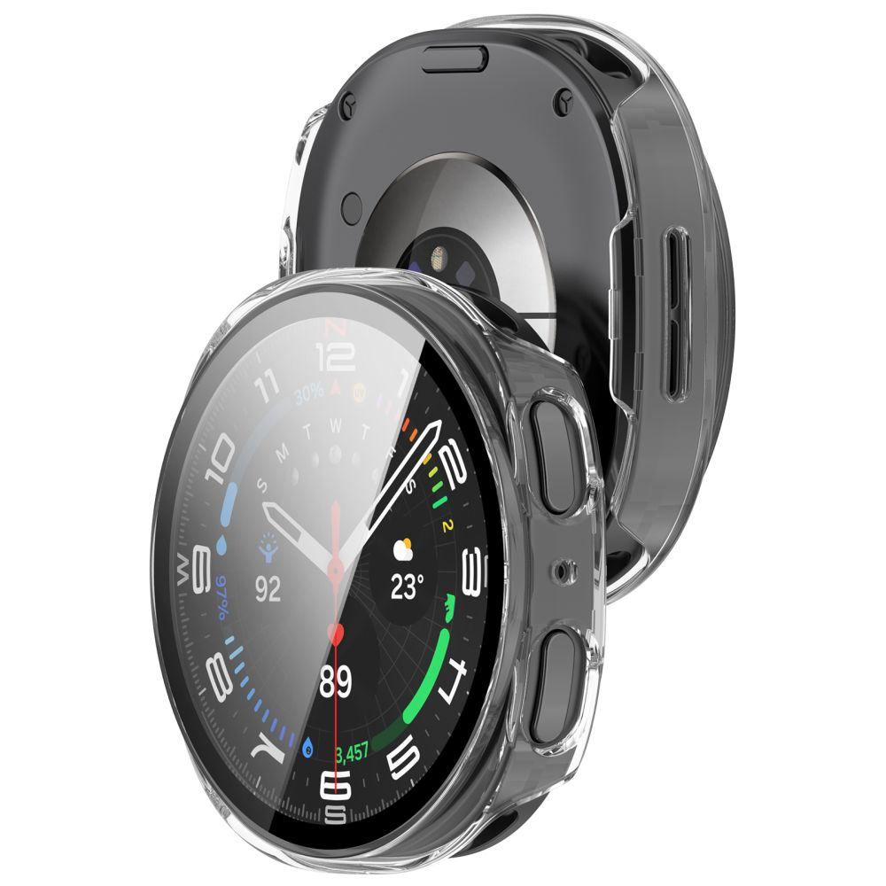 Capa Tech-Protect Defense para Samsung Galaxy Watch 9 / Watch8 44mm, Conjunto de 2 peças, Preta / Transparente