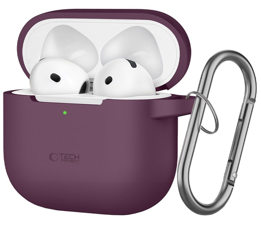 Capa Tech-Protect Silicone Hook para Apple AirPods 4 / AirPods 5, cor de vinho.