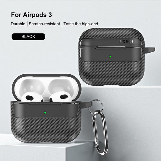 Capa Techsuit CarbonFiber para Apple AirPods 3, Preta