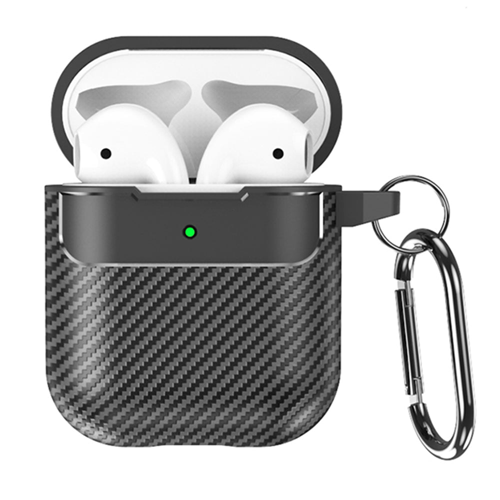 Capa Techsuit CarbonFiber para Apple AirPods Gen 2 / Gen 1, Preta