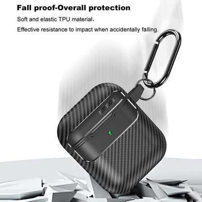 Capa Techsuit CarbonFiber para Apple AirPods Gen 2 / Gen 1, Preta