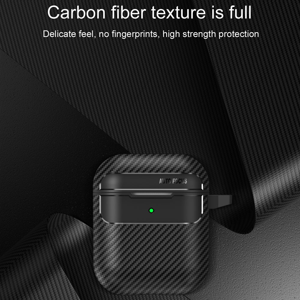 Capa Techsuit CarbonFiber para Apple AirPods Gen 2 / Gen 1, Preta