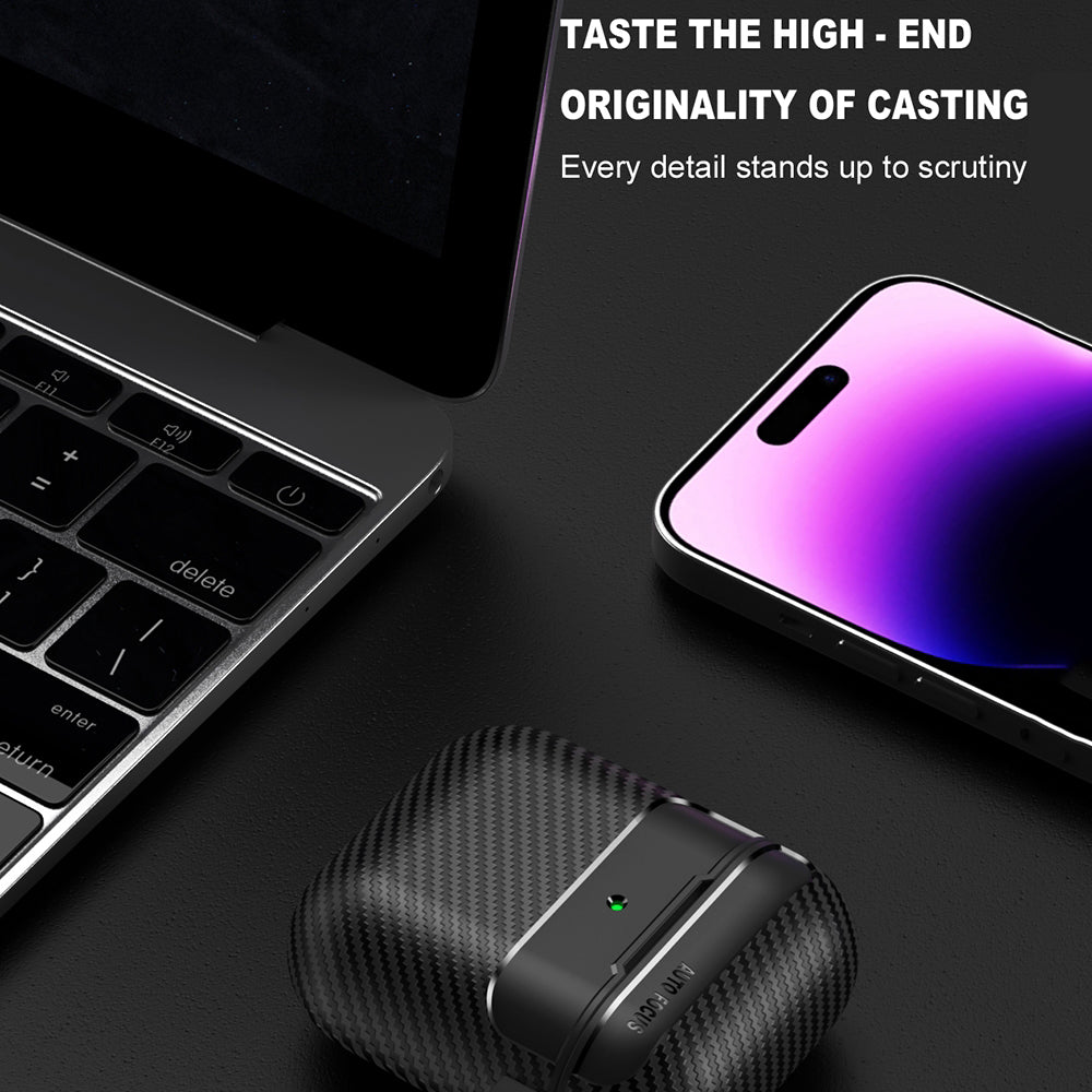 Capa Techsuit CarbonFiber para Apple AirPods Gen 2 / Gen 1, Preta