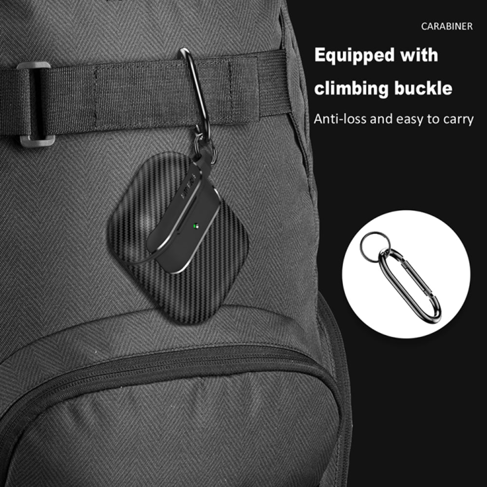 Capa Techsuit CarbonFiber para Apple AirPods Gen 2 / Gen 1, Preta