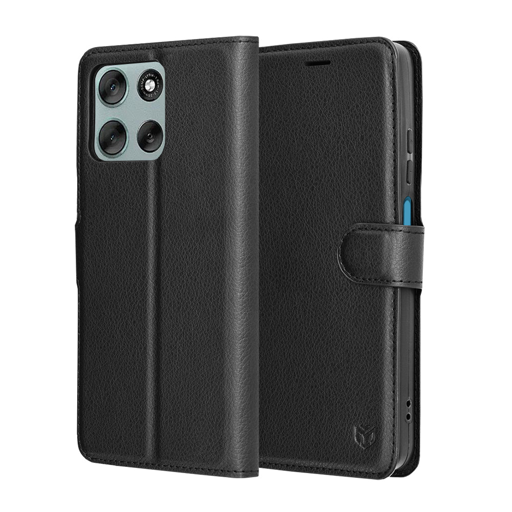 Capa para Motorola Moto G56, Techsuit, Leather Folio, Preta