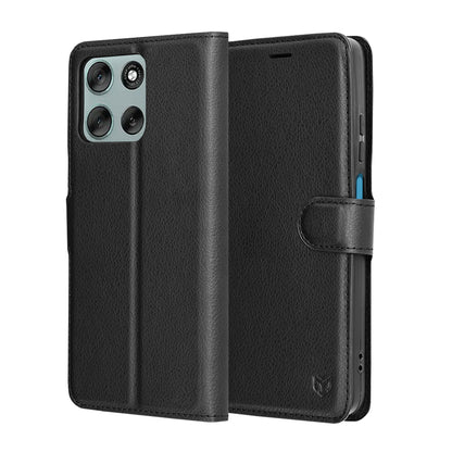 Capa para Motorola Moto G56, Techsuit, Leather Folio, Preta