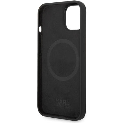 Capa MagSafe para Apple iPhone 14 Plus, Karl Lagerfeld, Silicone Líquido Karl Head, Preta