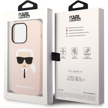 MagSafe Case for Apple iPhone 14 Pro, Karl Lagerfeld, Silicone Karl Head, Pink