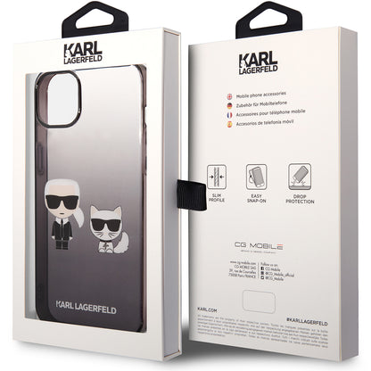 Capa para Apple iPhone 14 Plus, Karl Lagerfeld, Gradient Karl & Choupette, Preta