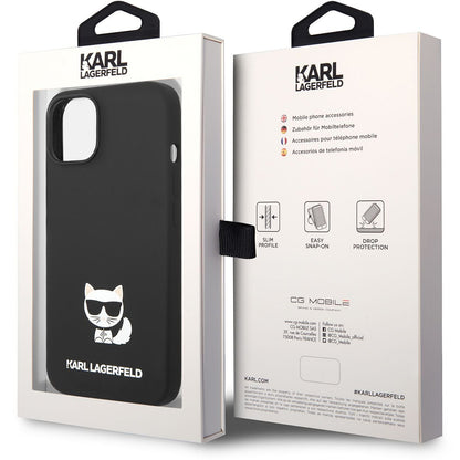Capa para Apple iPhone 14 Plus, Karl Lagerfeld, Silicone Body Choupette, Preta