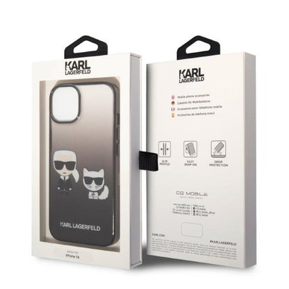 Capa para Apple iPhone 14 Plus, Karl Lagerfeld, Gradient Karl & Choupette, Preta