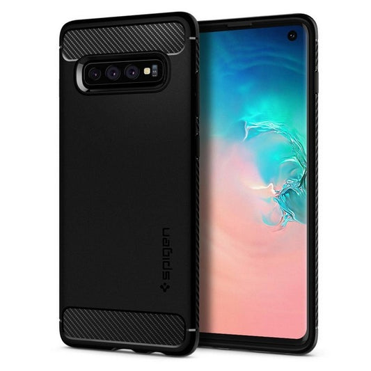 Bolsa para Samsung Galaxy S10 G973, Spigen, Rugged Armour, Preto 605CS25800