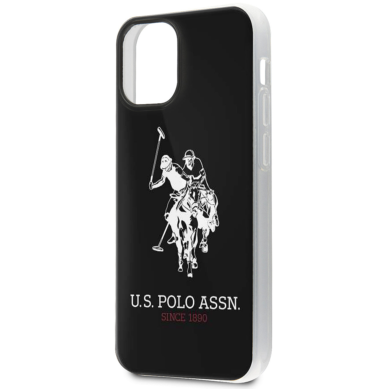 Capa para Apple iPhone 12 mini, U.S. Polo, logótipo grande brilhante, preto USHCP12STPUHRBK