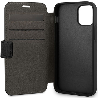 Bolsa para Apple iPhone 12 mini, U.S. Polo, Livro de bordados, preto USFLBKKP12SPUGFLBKK