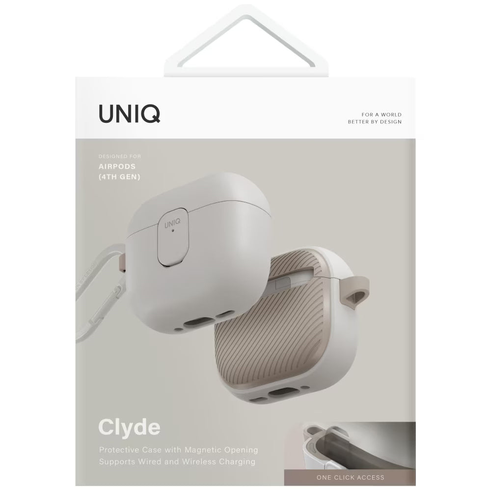 Capa UNIQ Clyde para Apple AirPods 4, Cinza Bege