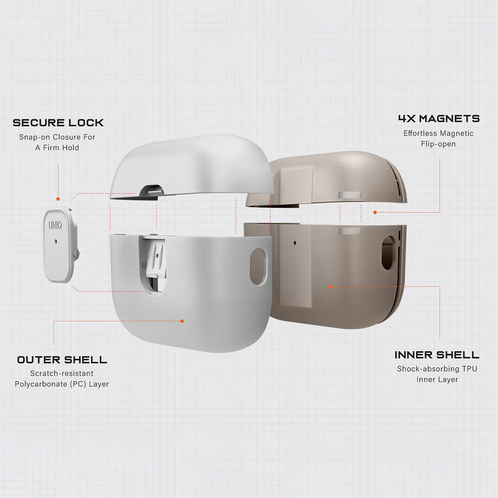 Capa UNIQ Clyde para Apple AirPods Pro 3, Cinza Bege