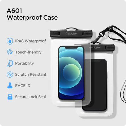 Capa Universal Waterproof para Telefone max. 3.5inch - 7inch, Spigen, A601, Conjunto de 2 peças, Transparente AMP03098