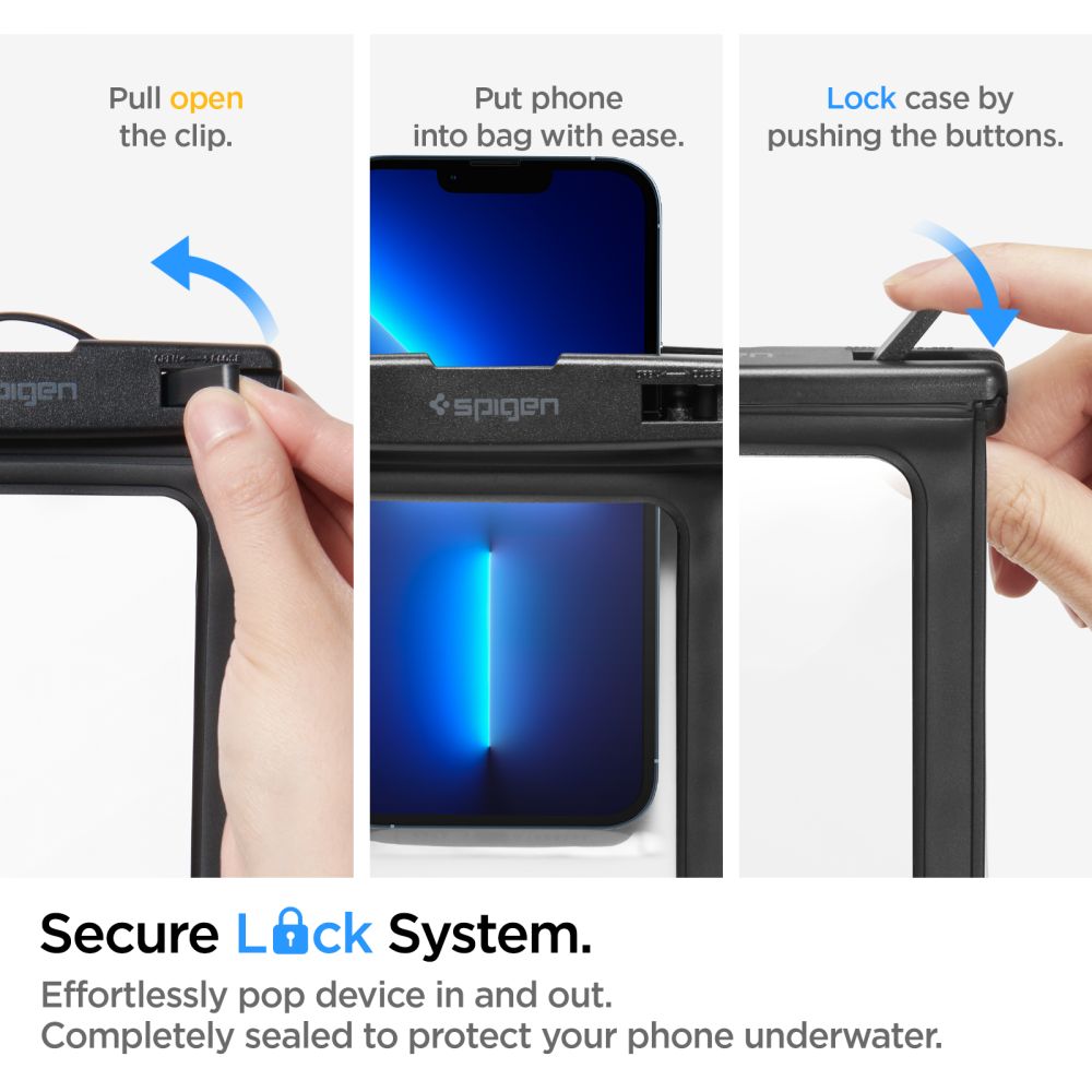 Capa Universal Waterproof para Telefone max. 3.5inch - 7inch, Spigen, A601, Conjunto de 2 peças, Preta AMP04523