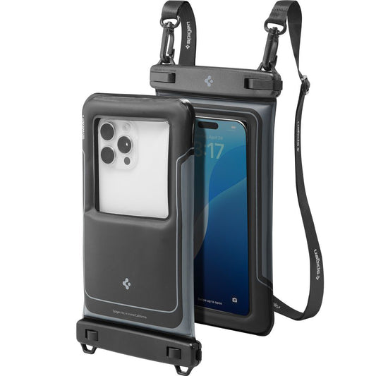 Capa Universal Waterproof para Telefone até 6.9 polegadas, Spigen, A611P, Conjunto de 2 peças, Preto Fosco ACS09348