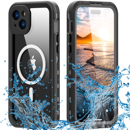 Capa Waterproof MagSafe para Apple iPhone 15 Plus, ShellBox, Preta