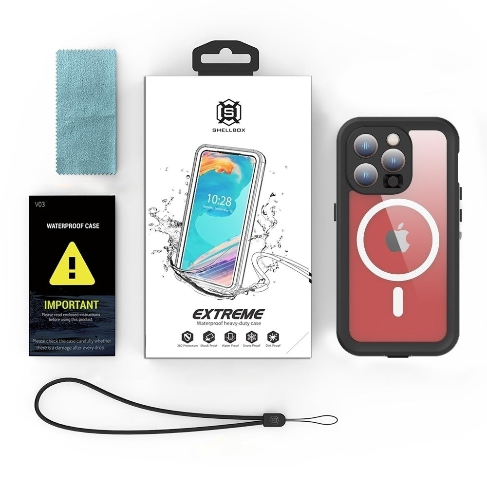 Capa Waterproof MagSafe para Apple iPhone 15 Pro, ShellBox, Preta