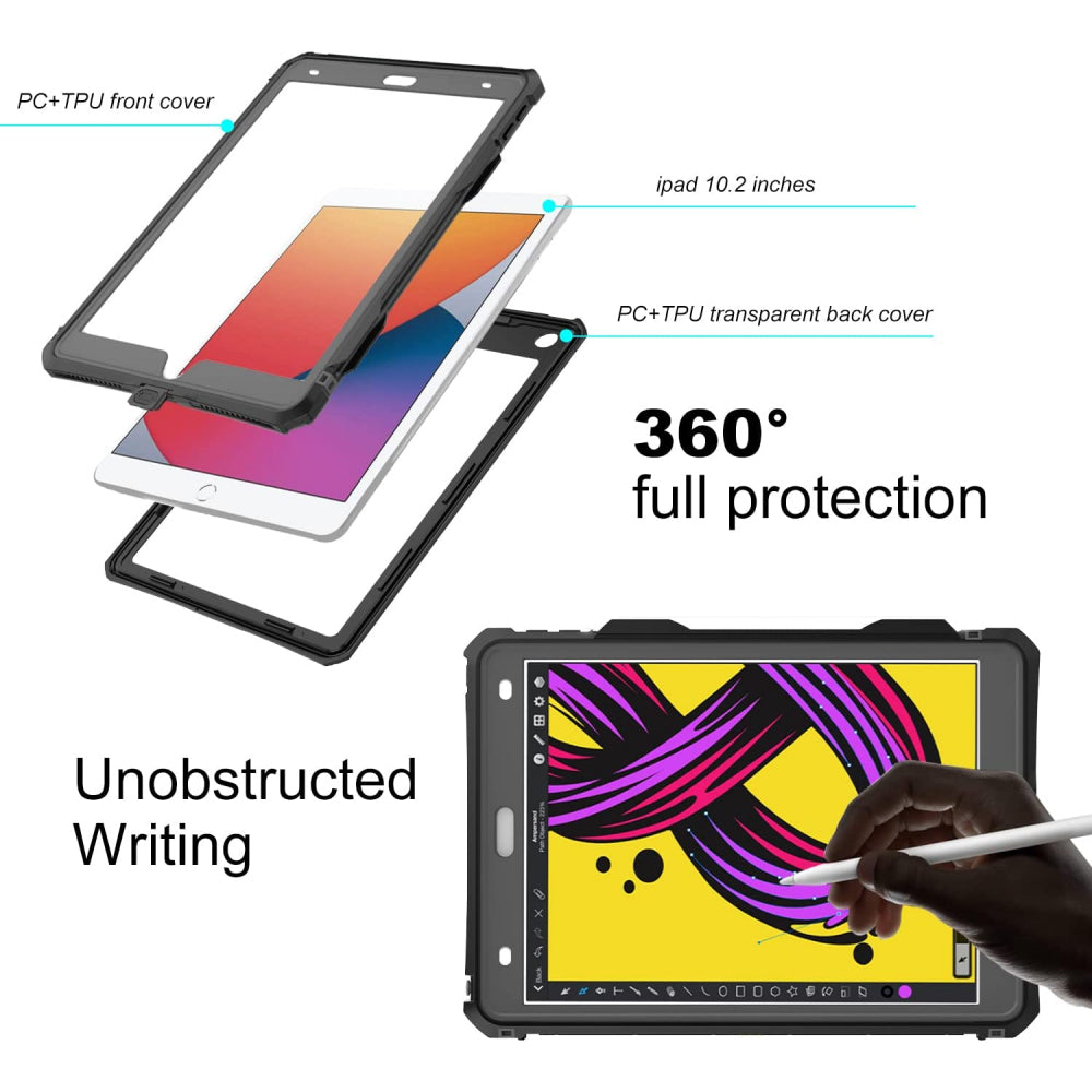 Waterproof Case for Apple iPad 10.2 (2021) / 10.2 (2020) / 10.2 (2019), ShellBox, Black