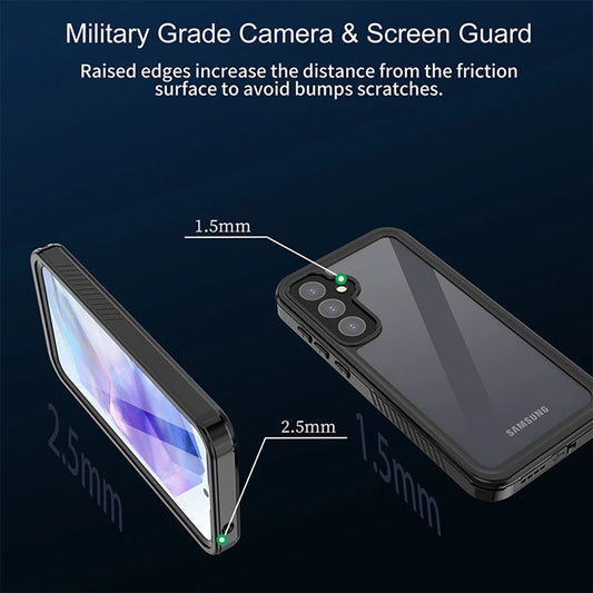 Capa à prova de água para Samsung Galaxy A55 5G A556, ShellBox, Preta