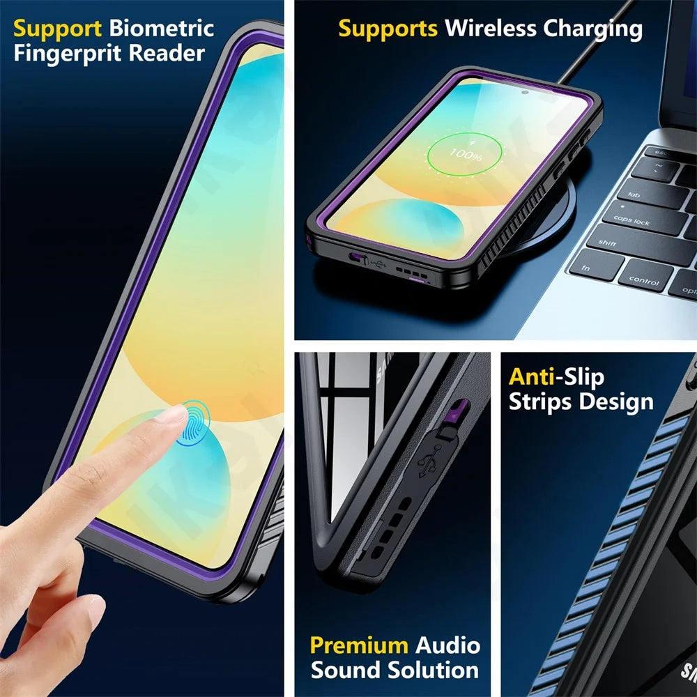 Waterproof Case for Samsung Galaxy S25+ S936, ShellBox, Black