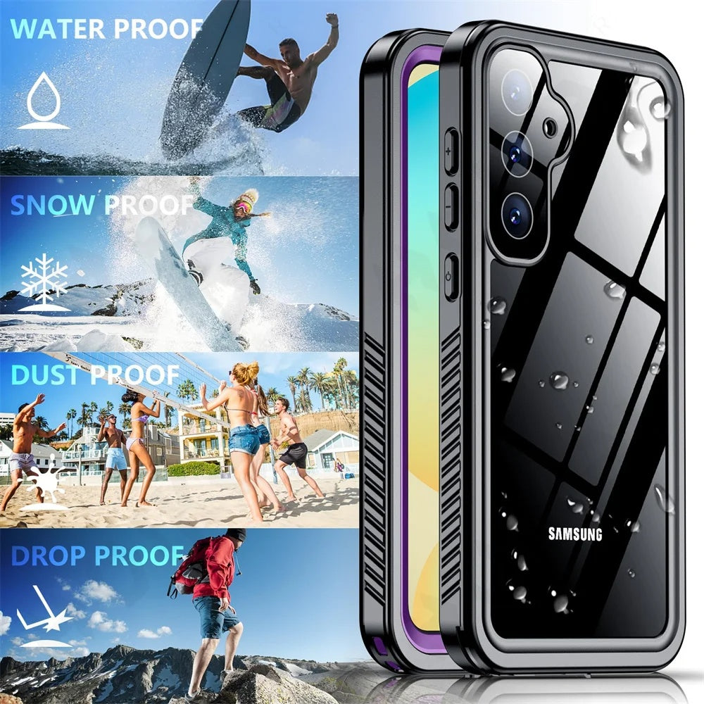 Capa à prova de água para Samsung Galaxy S25 S931, ShellBox, Preta