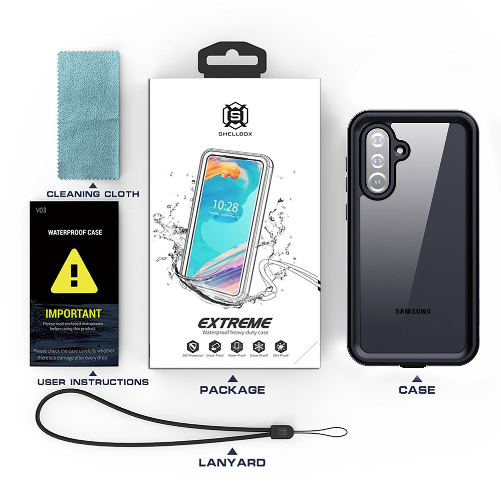 Capa à prova de água para Samsung Galaxy S25 S931, ShellBox, Preta
