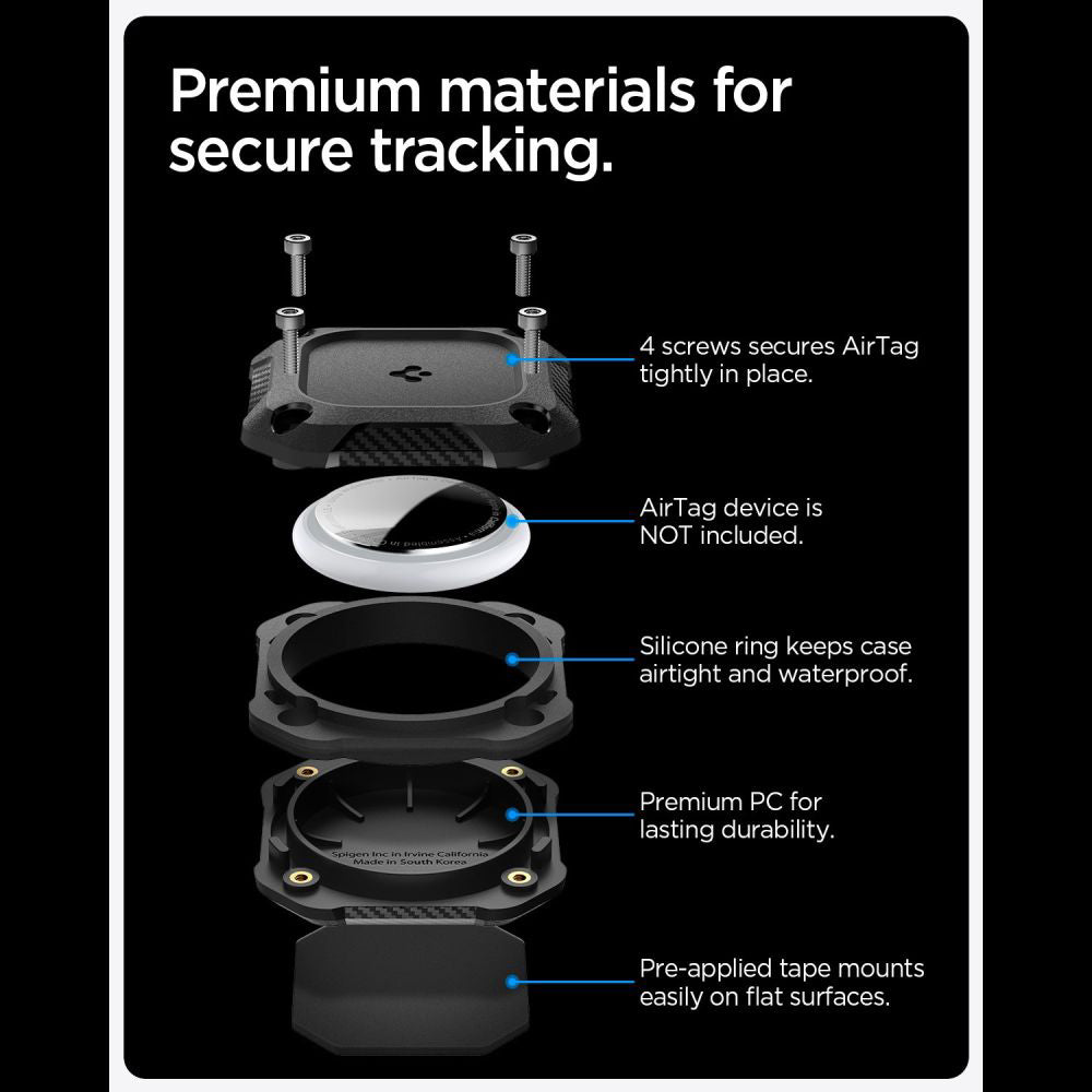 Capa Waterproof Spigen Tough Armor para Apple AirTag, Preta ACS09781