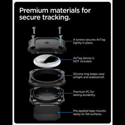 Capa Waterproof Spigen Tough Armor para Apple AirTag, Preta ACS09781
