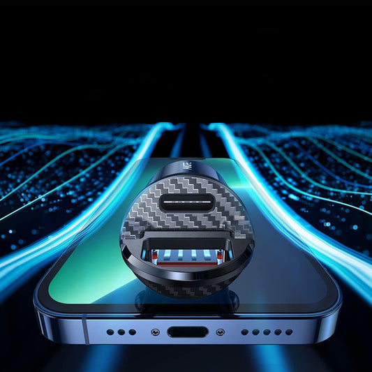 Carregador Auto Ainope, 30W, 5A, 1 x USB-A - 1 x USB-C, Preto