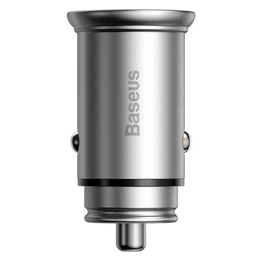 Carregador Auto Baseus Circular Metal, 30W, 5A, 1 x USB-A - 1 x USB-C, Cinzento