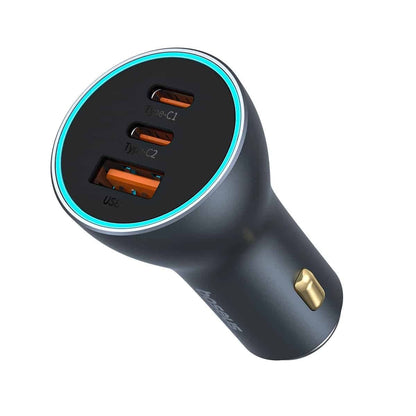 Carregador Auto Baseus Golden Contactor Pro, 65W, 3A, 1 x USB-A - 2 x USB-C, Cinzento C00035202841-00