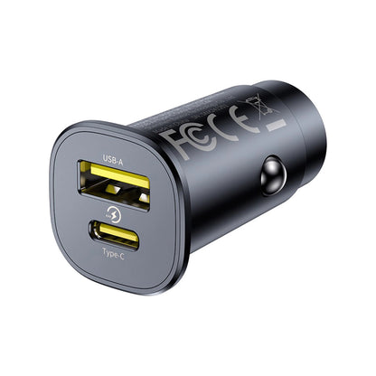 Carregador Auto Baseus GoTrip, 30W, 3A, 1 x USB-A - 1 x USB-C, Preto