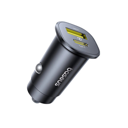 Carregador Auto Baseus GoTrip, 30W, 3A, 1 x USB-A - 1 x USB-C, Preto
