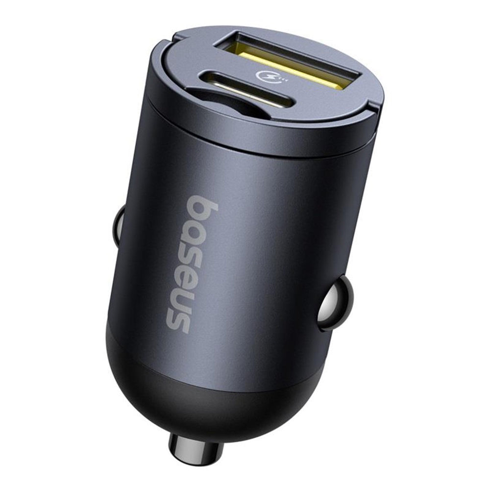 Carregador Auto Baseus Tiny Star, 30W, 3A, 1 x USB-A - 1 x USB-C, Preto C00035001121-02