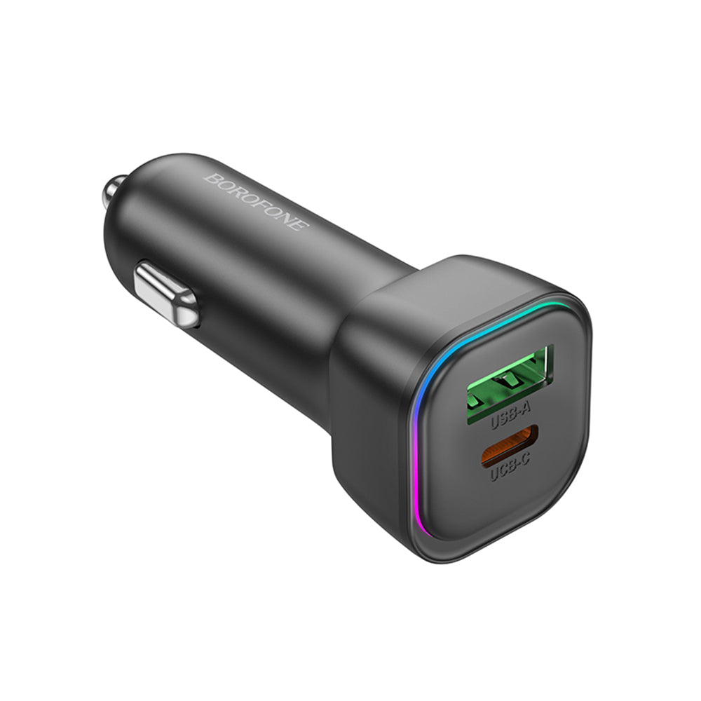 Carregador Auto Borofone BZ28A Trophie, 30W, 3A, 1 x USB-A - 1 x USB-C, Preto