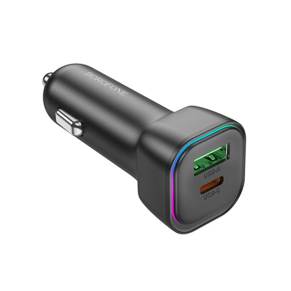 Carregador Auto Borofone BZ28A Trophie, 30W, 3A, 1 x USB-A - 1 x USB-C, Preto
