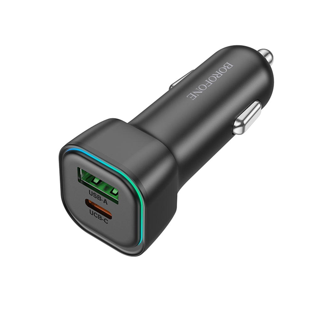 Carregador Auto Borofone BZ28A Trophie, 30W, 3A, 1 x USB-A - 1 x USB-C, Preto