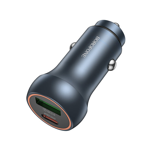 Borofone BZ32B Fresh Car Charger, 48W, 3A, 1 x USB-A - 1 x USB-C, Grey